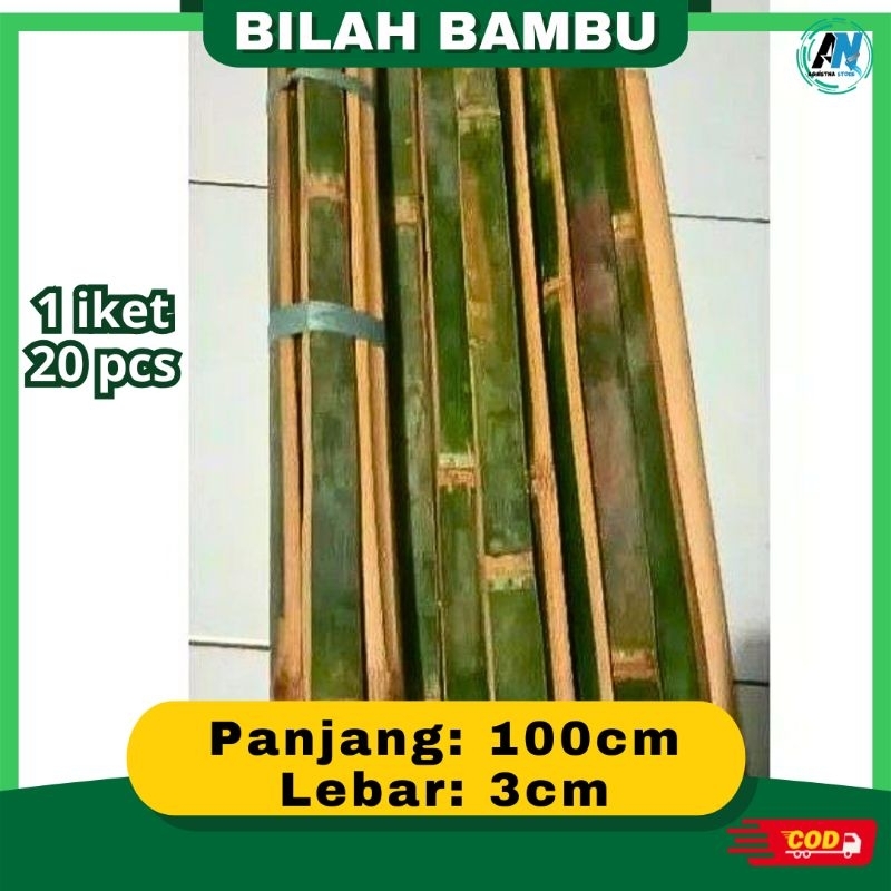 (Paket 20 pcs) Bambu Bilah Ajir Tanaman 100cm Bambu bilah kandang