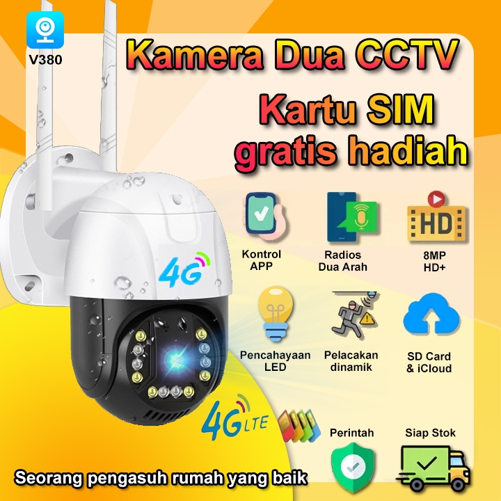 Adios - V380 Pro CCTV V380 PRO 4G Free SIM Card 8MP Waterproof Outdoor PTZ Wireless Smart IP
