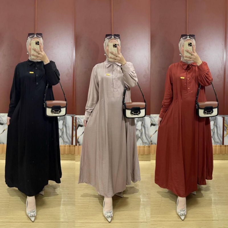 Tiara Dress Polos linen Premium // Gamis polos Busui