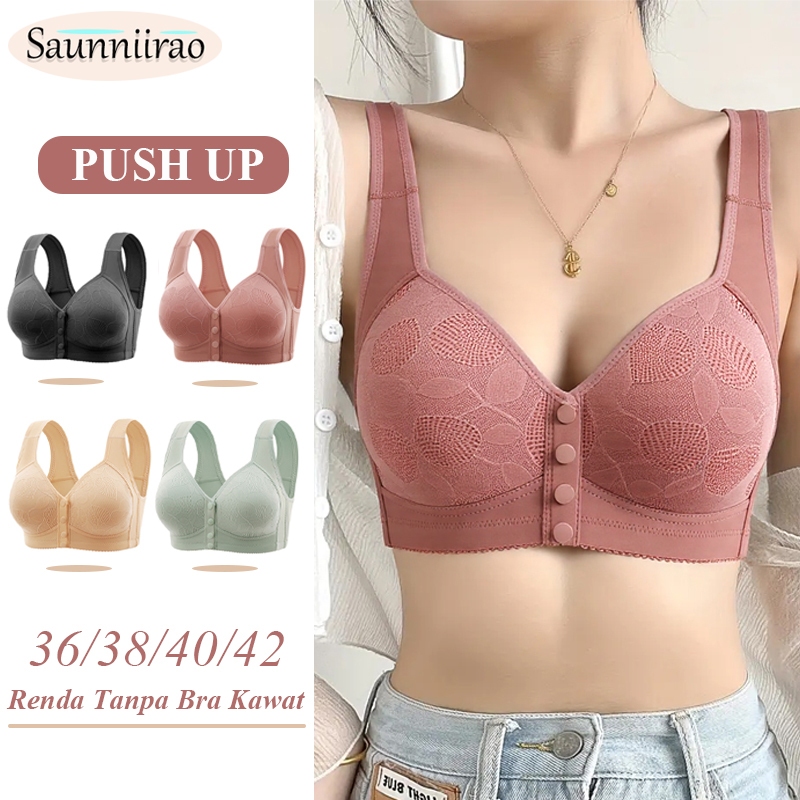 Saunniirao Push up bra Breathable Women bra Wireless Bra Comfortable Breathable front button Breastf