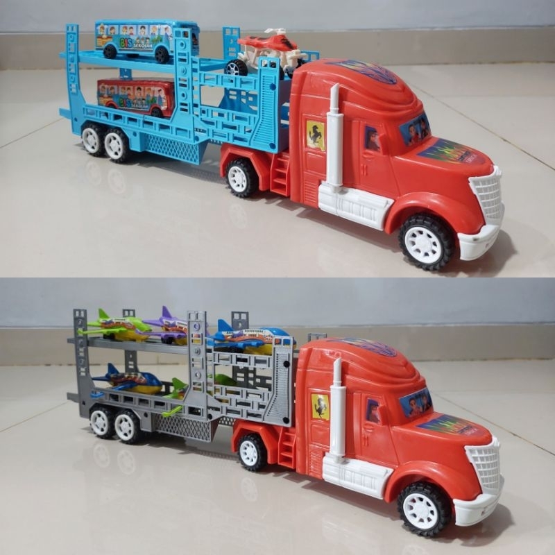 MAINAN TRUK KONTAINER MUATAN MOBIL ALAT BERAT