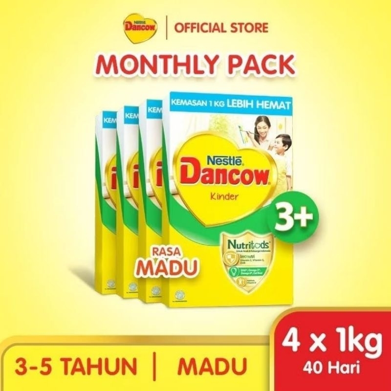 

( 4BOX) Dancow 3+Rasa MADU Box Bundle 4 x 1 Kg