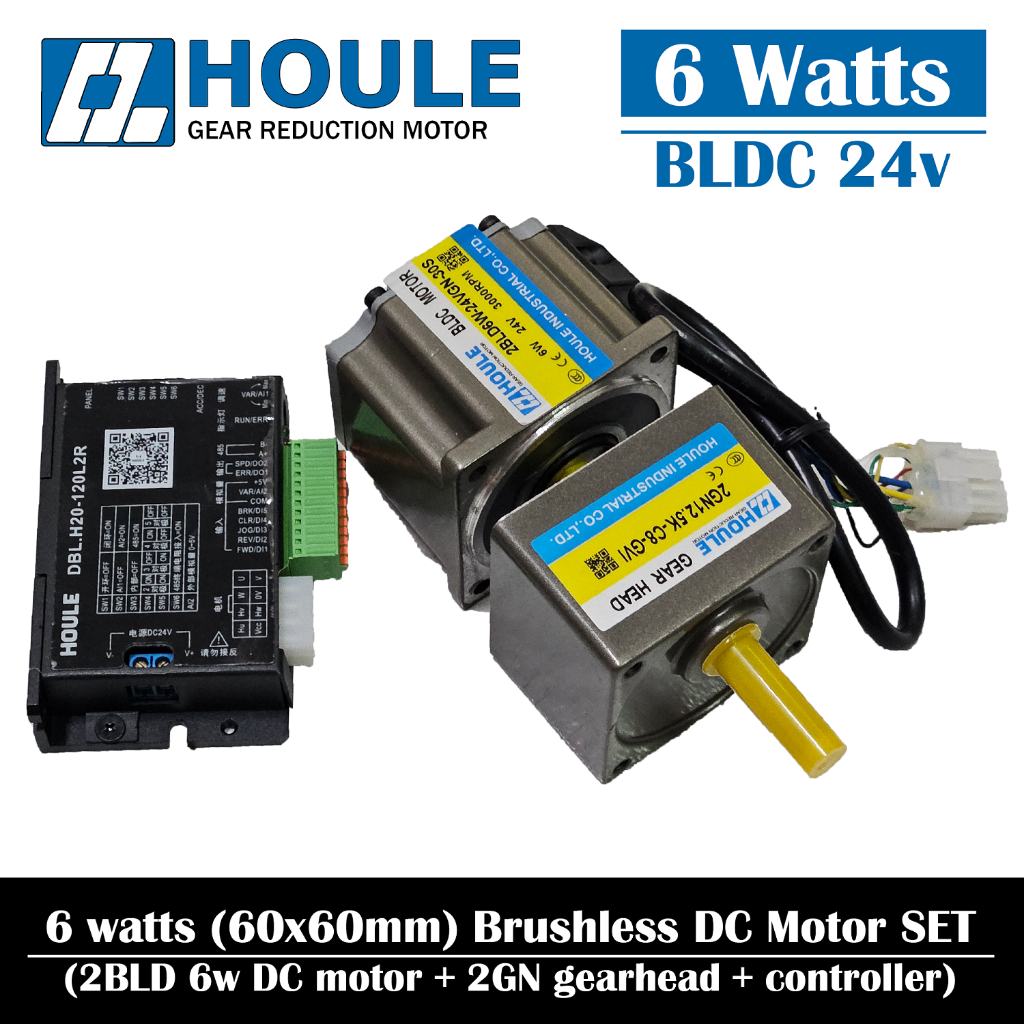 Houle Motor 6W 24V BLDC Gear Motor Brushless DC 2BLD Reversible Variable Speed Control Gearbox Gearh