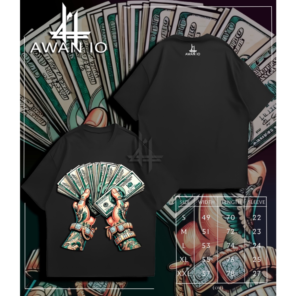 Kaos Baju Tshirt DOLLAR USD PREMIUM VINTAGE Cotton Combed 24s