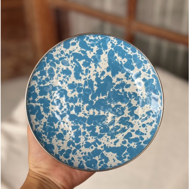 Piring Lepek Enamel - 15 cm Warna Biru