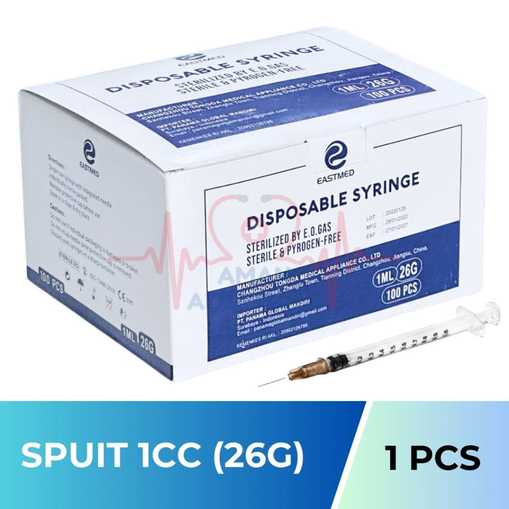 PER PCS - 1 CC Disposable Syringe Eastmed 1ml Spuit 1cc Spoit Jarum Suntik Sepet 1cc