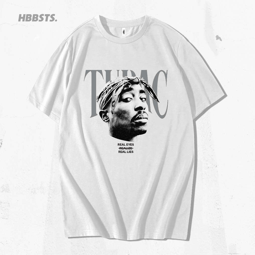 Hobbies Tees T-Shirt Tupac Shakur White | Kaos Bootleg