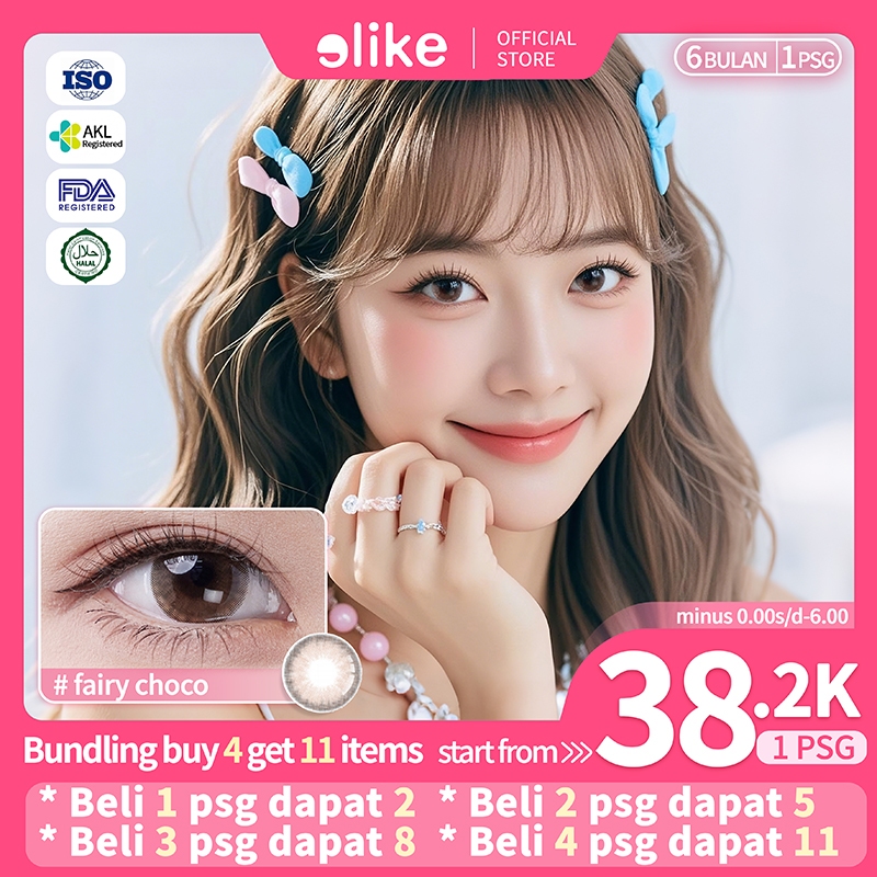Elike fairy choco contak  lensa warna diameter 14.0 MM 1pasang 6 bulan softlens mata soflent normal/