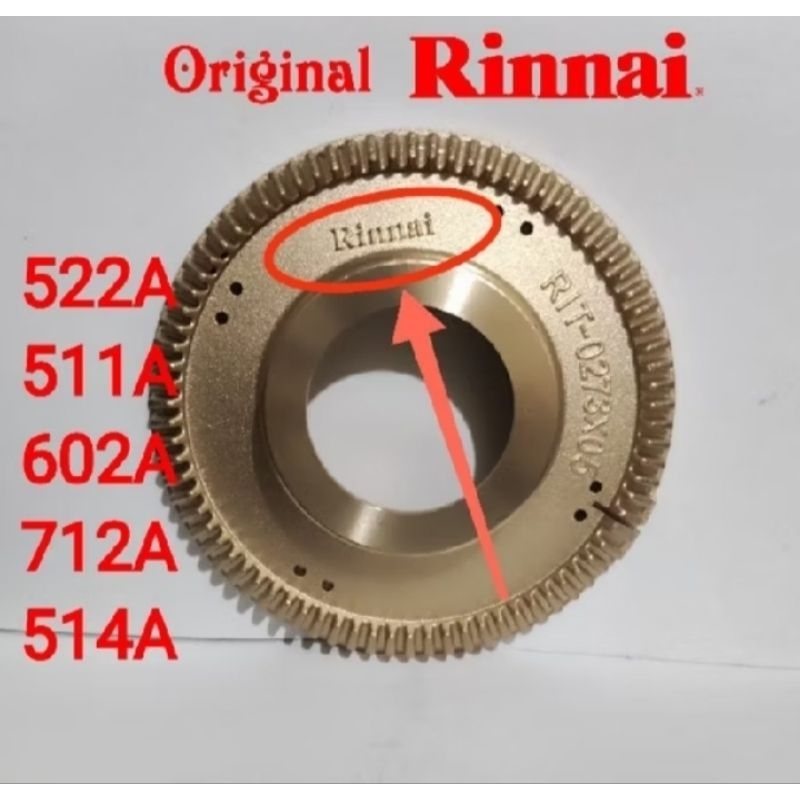 Burner original rinnai 522A 602A 712A 514A