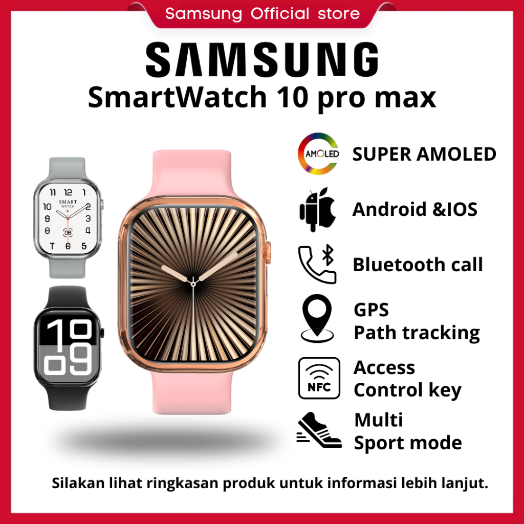 [ 100% original  ]  2025 SAMSUNG Smart Watch 10 Pro Max  Smartwatch Pria Wanita Watch Jam Tangan Pri