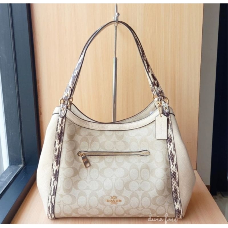 Tas Kristy Shoulder Bag Snake Skin Signature Light Khaki Multi Original