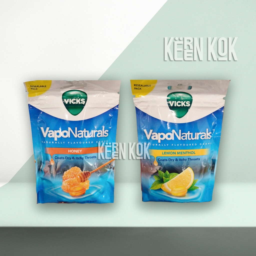 

Vicks VapoNaturals Permen Pelega Tenggorokan Rasa Honey atau Lemon Menthol isi 19 Ori Singapore