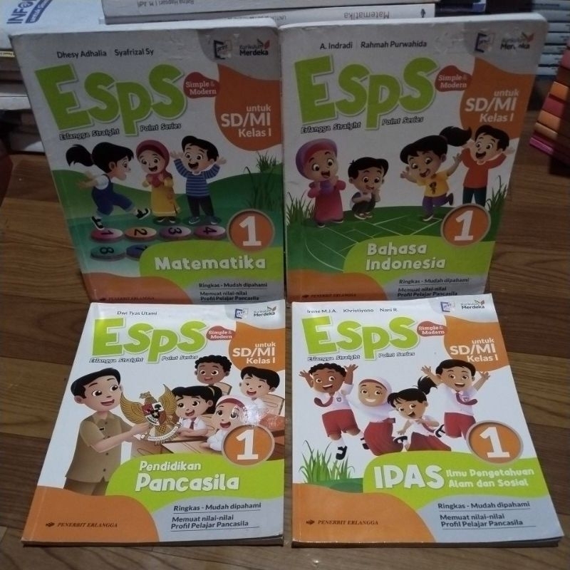 Buku Esps Kurikulum Merdeka SD Kelas 1 Erlangga Esps matematika Esps bahasa Indonesia Esps pendidika