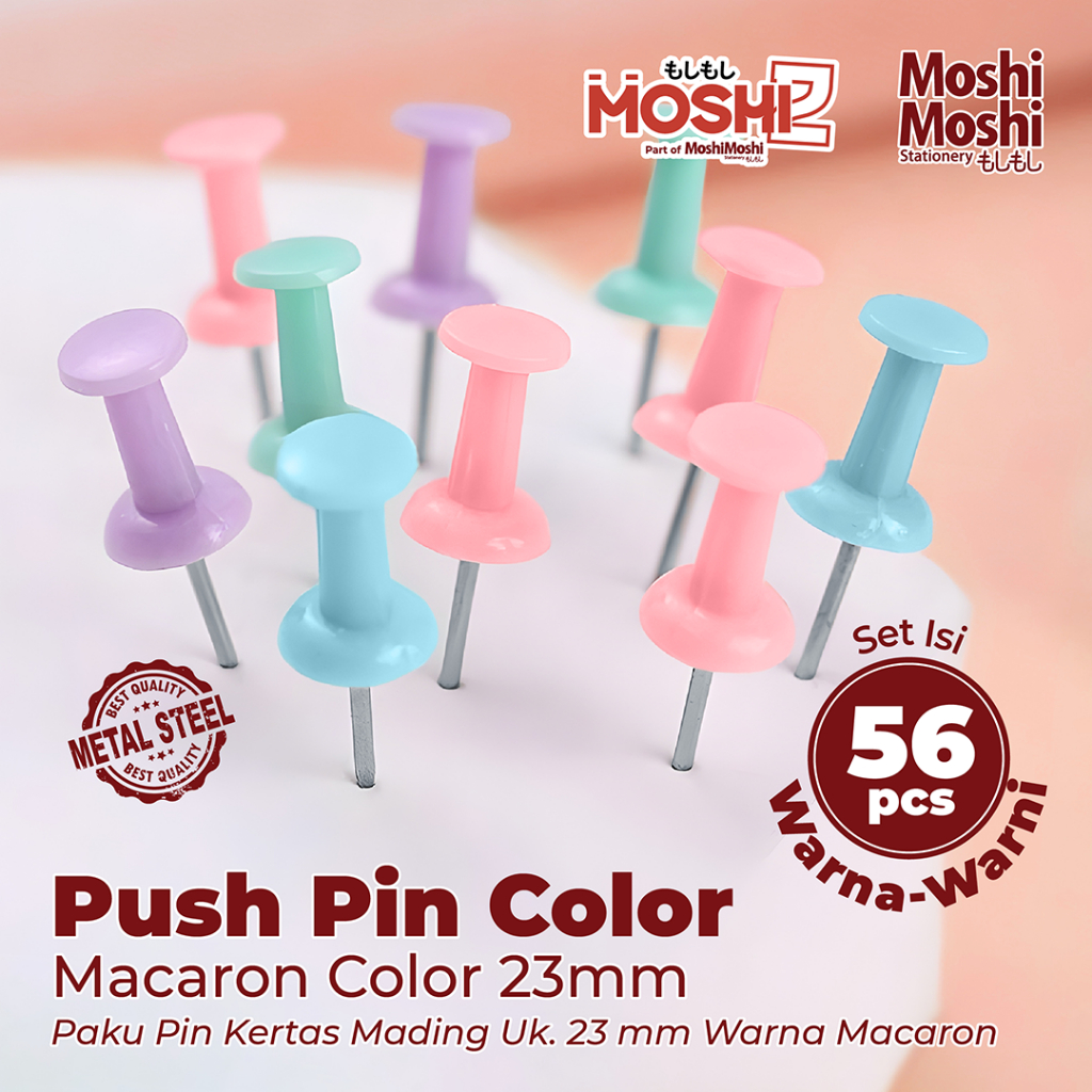 

Push Pin Paper Moshi 23mm Stationery Tools Colorfull Paku Pin Penusuk Kertas Set Peralatan Tulis Mading Warna-Warni