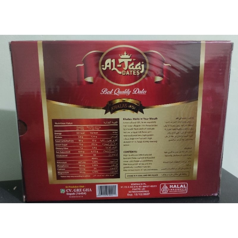 

Kurma / Khalas Golden Dates Kemasan 1kg