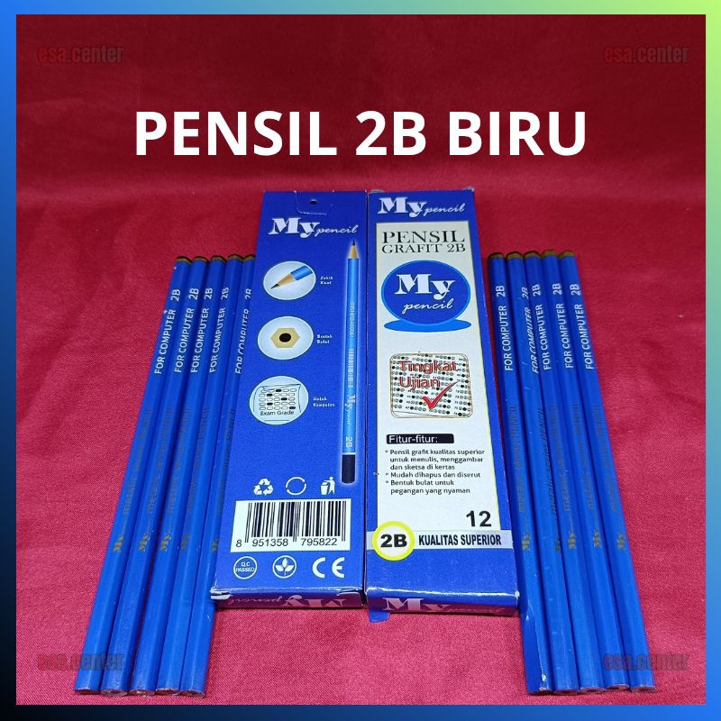 

1PCS Pensil 2 B Biru Kualitas Superior