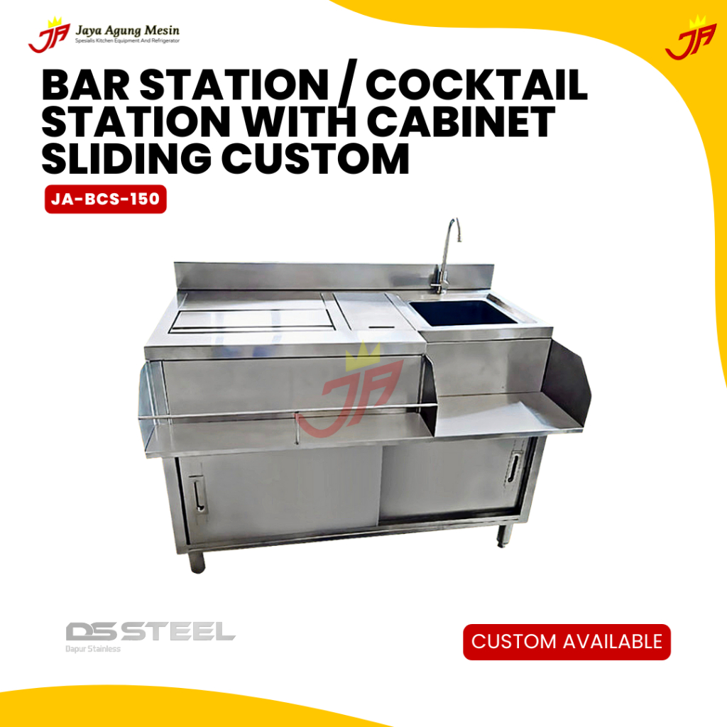DS STEEL Bar station / Cocktail station with Cabinet Sliding custom