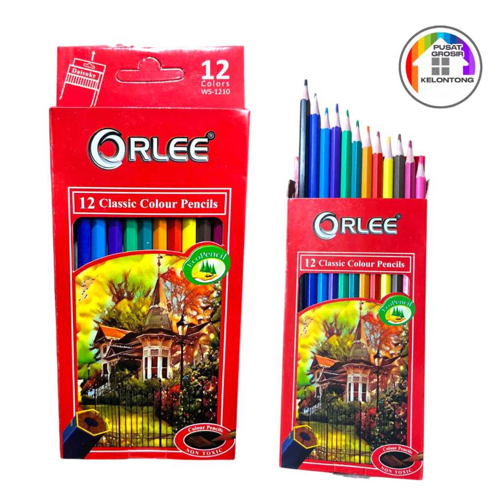

ORLEE - Pensil Warna 1 PACK ISI 12 BATANG - Warna Cerah, Kualitas Terbaik COCOK UNTUK HADIAH - PUSAT GROSIR KELONTONG KUAT, TAHAN LAMA, WARNA PADAT, TIDAK MUDAH PATAH,ISI LEBIH BANYAK