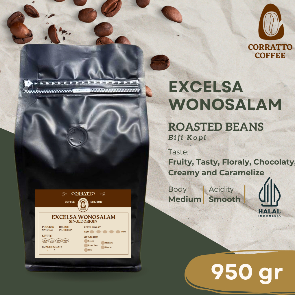 

Biji Kopi Excelsa Wonosalam 950 gram Corratto Coffee