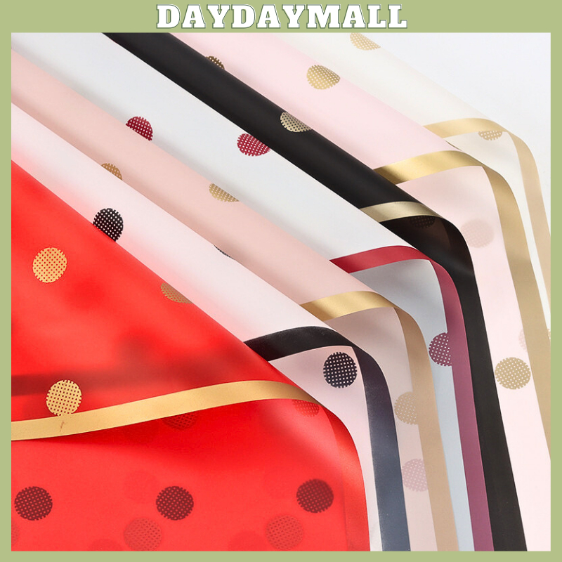 

20 LEMBAR Flower Wrapping Paper Cellophane Polkadot LINE Kertas Bouquet 6030