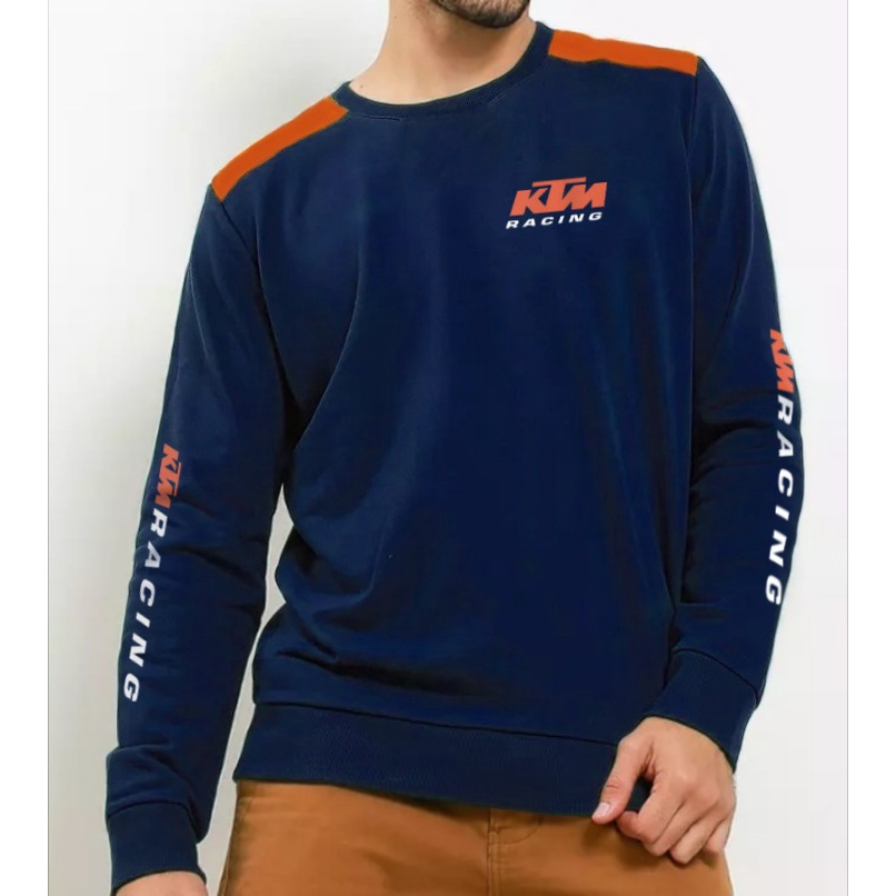 JAKET Motor KTM Racing Sweater Crewneck bahan Flecee Orange kombinasi hitam ready size S/M/L/XL/XXL/