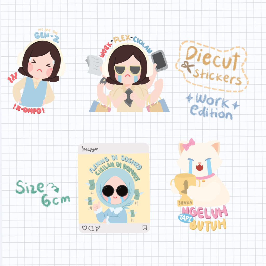

STICKER DIECUT SATUAN / BUNDLING - WORK EDITION