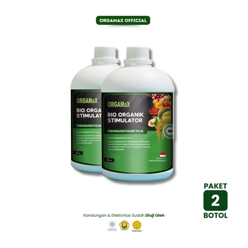 [2Btl]Orgamax 1L - Zat Stimulator Organik Cair Pupuk Asam Fulvat Humat booster buah sayur lebat tana