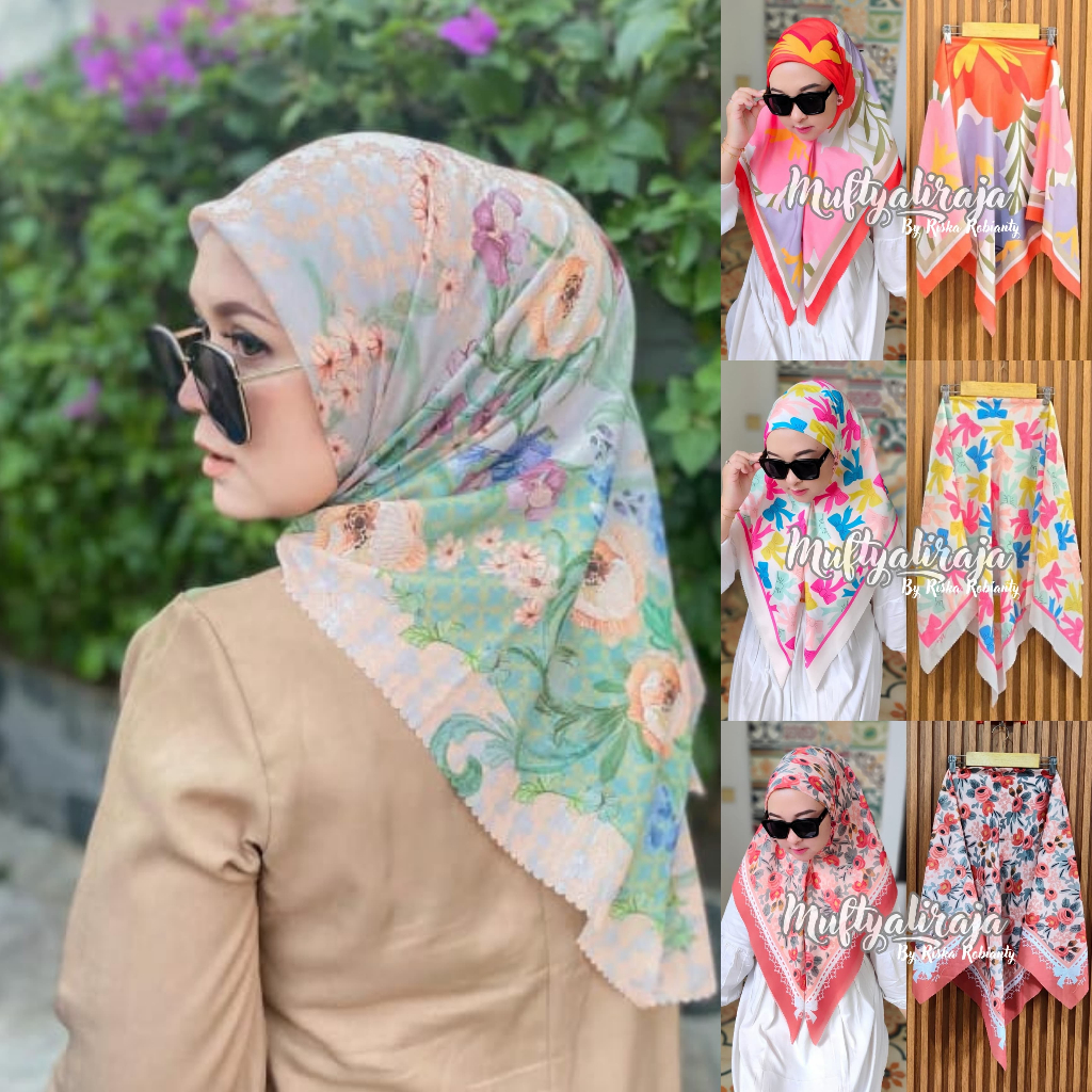 HIJAB SEGIEMPAT PREMIUM BAHAN VOAL HIJAB PRINTING KERUDUNG VIRAL HIJAB MODEREN denay motif hijab mot