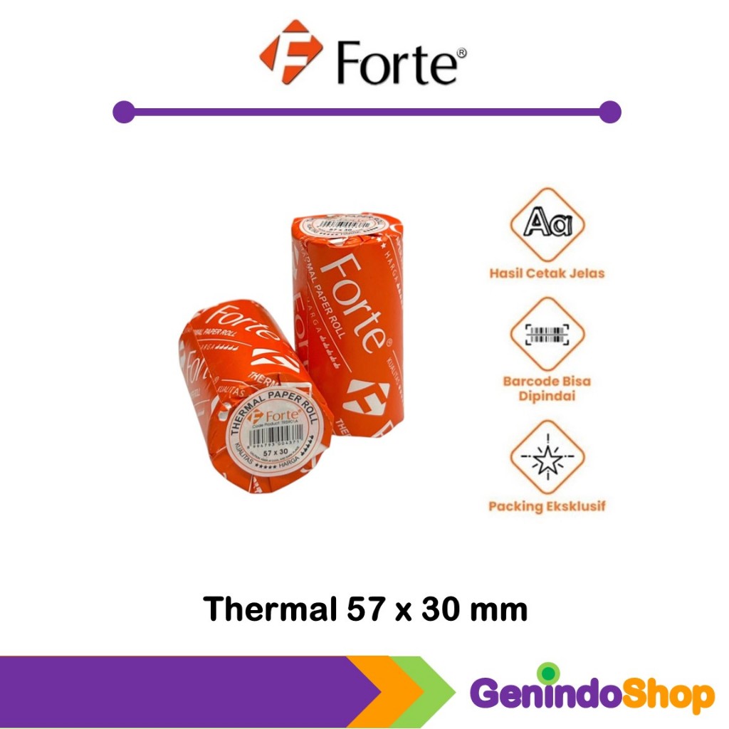 

Kertas Struk Roll Kasir / Thermal 57x30mm Forte