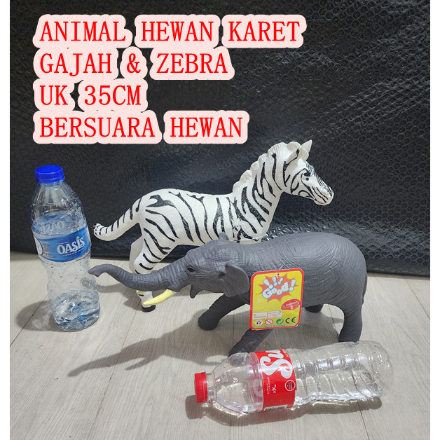 MAINAN ANIMAL HEWAN KARET BESAR ANIMAL GAJAH ZEBRA