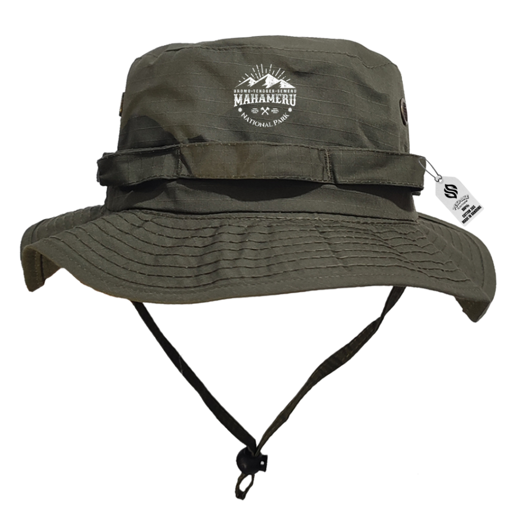 TERBARU DAN TERMURAH Topi Gunung Keren Bahan Ripstop Tebal Motif Gunung Mahameru, Topi Rimba Motif G