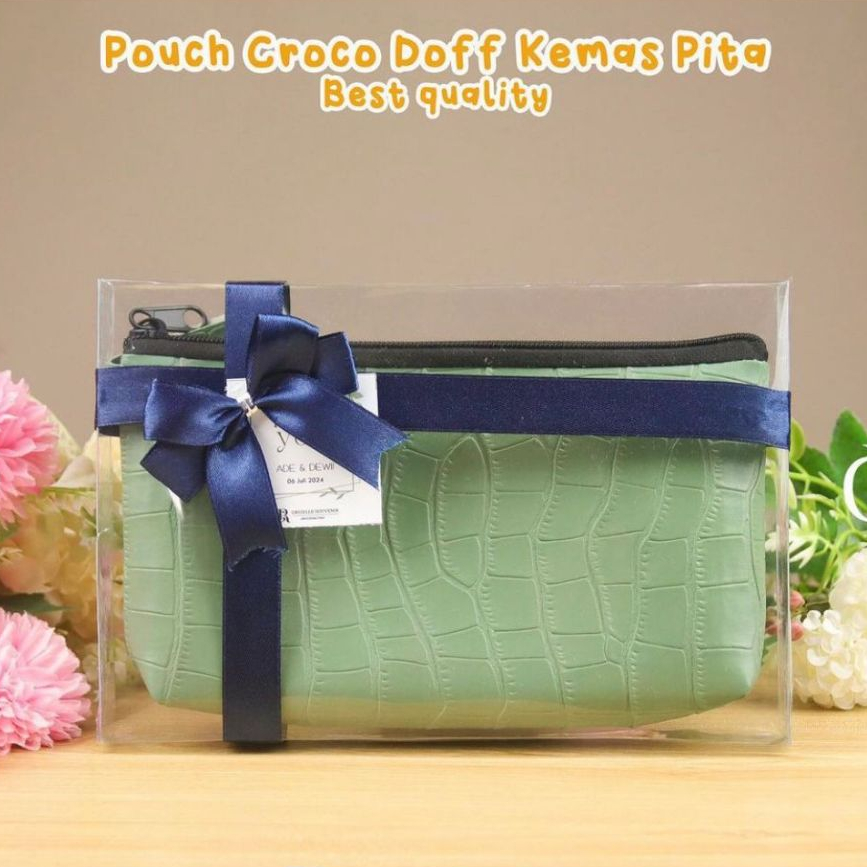 Souvenir Pouch Croco (Kulit Buaya Sintetis) Kemas Mika + Pita