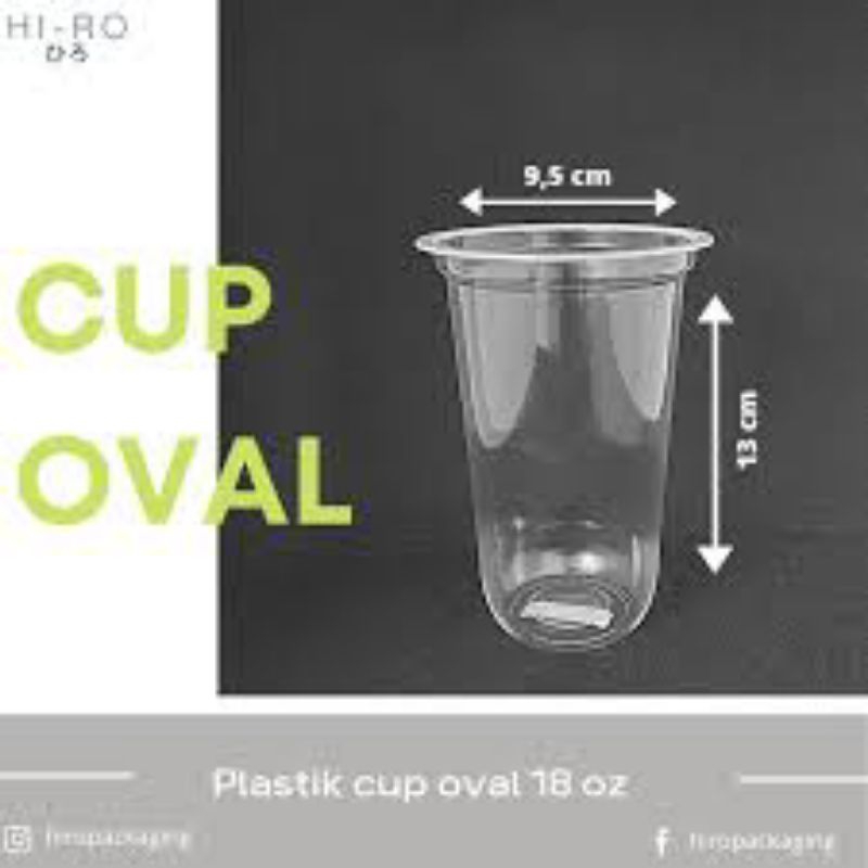 Cup Plastik Oval 18 Oz Cup Oval isi 50cup Polos Gelas Cup Oval o