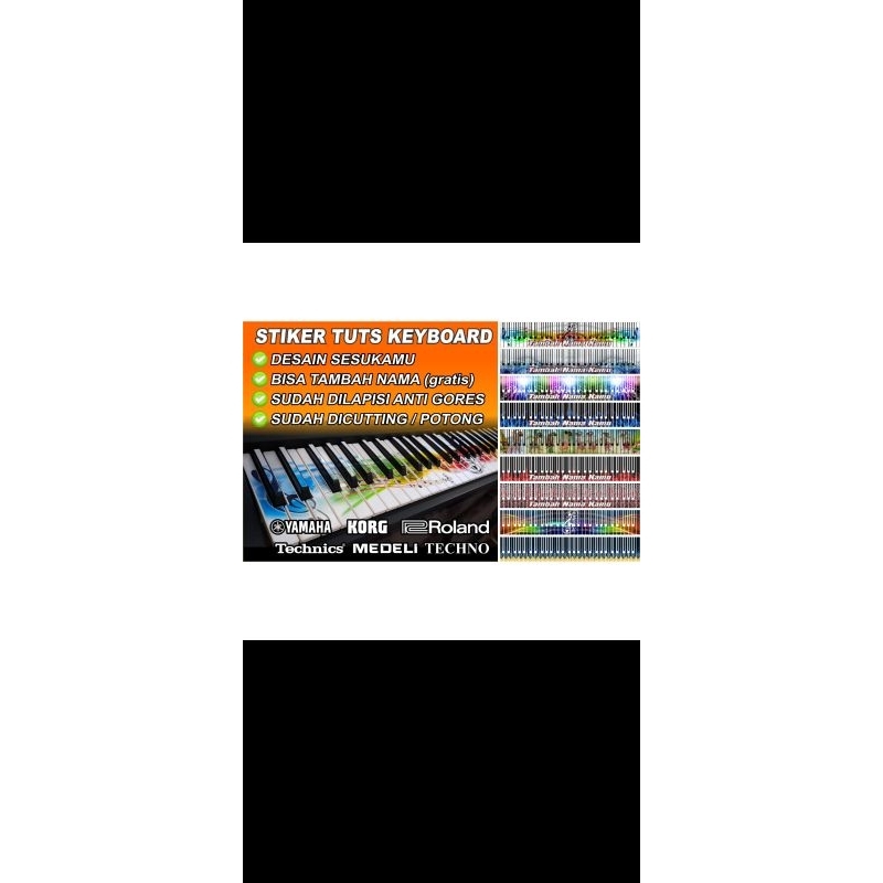 STIKER TUTS KEYBOARD ORGEN PIANO YAMAHA KORG ROLAND DLL bisa tambah nama dan gambar sesukamu