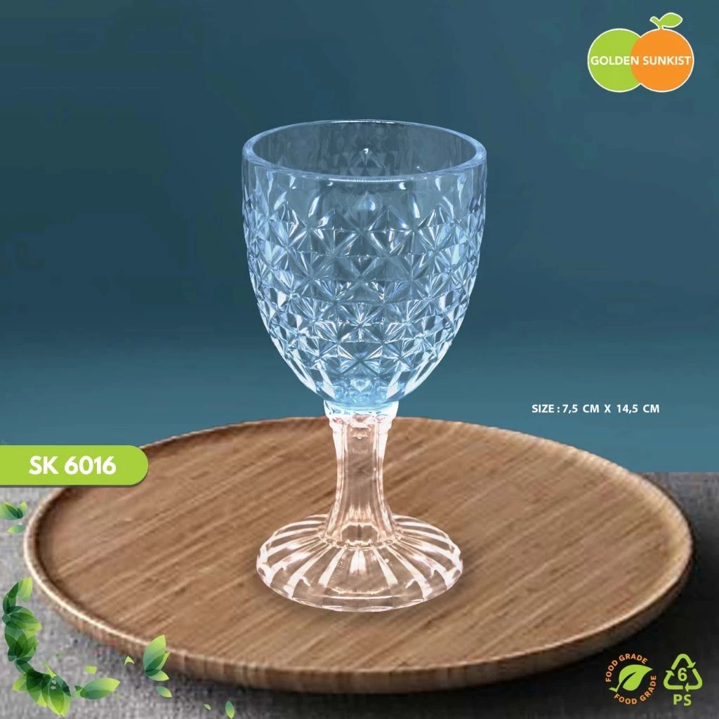 Gelas Minum Plastik Kecil Bening SK 6016 / Sloki Plastik Transparant (6pcs)