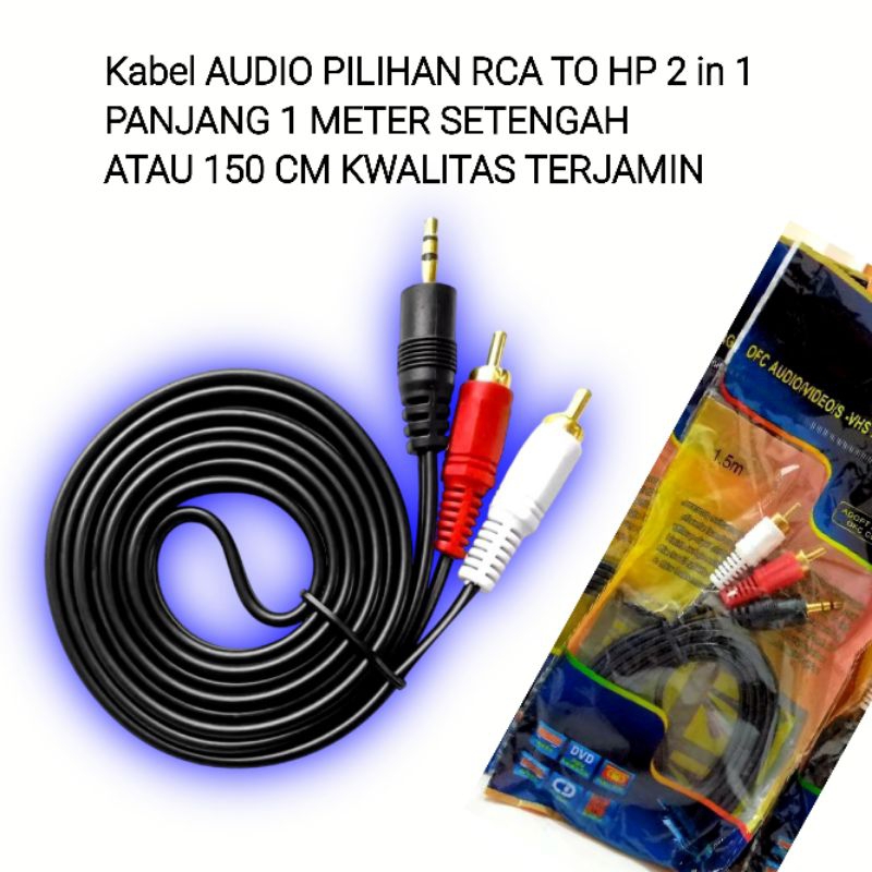 kabel rca 2 in 1  jack 3,5  jack hp jack hanphone