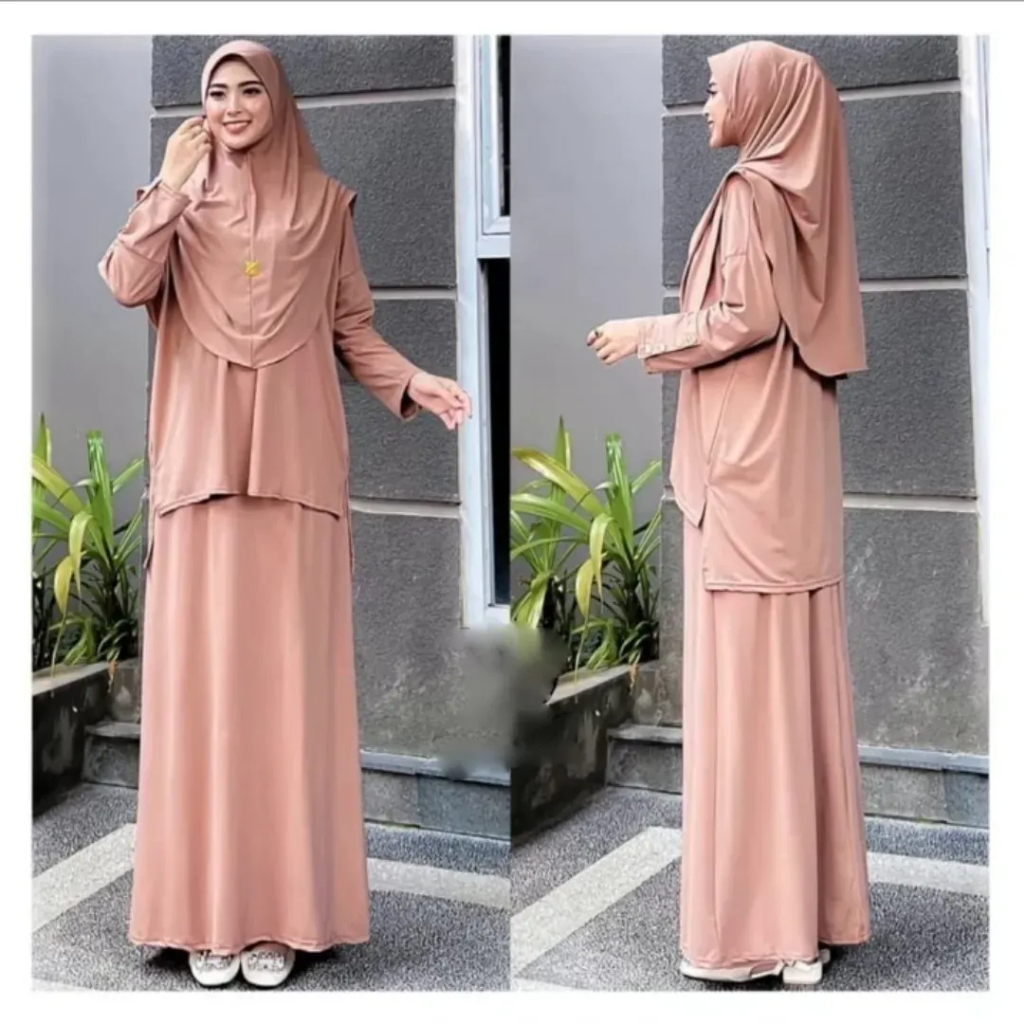 Sonia Set Bergo One Set 3in1 Model Terbaru 2024 Bahan Jersey