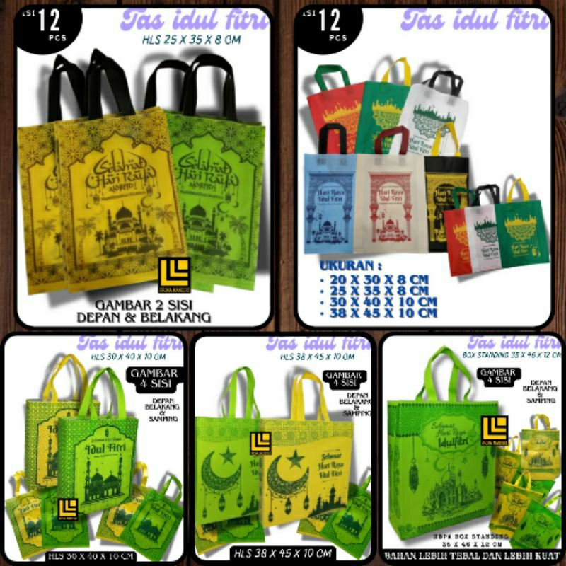 

(12 pcs) goodie bag TAS IDUL FITRI LEBARAN 2025 Besar 38x45x10 cm,sedang 30x40x10 cm,kecil 25x35x10 cm tas bingkisan idul fitri