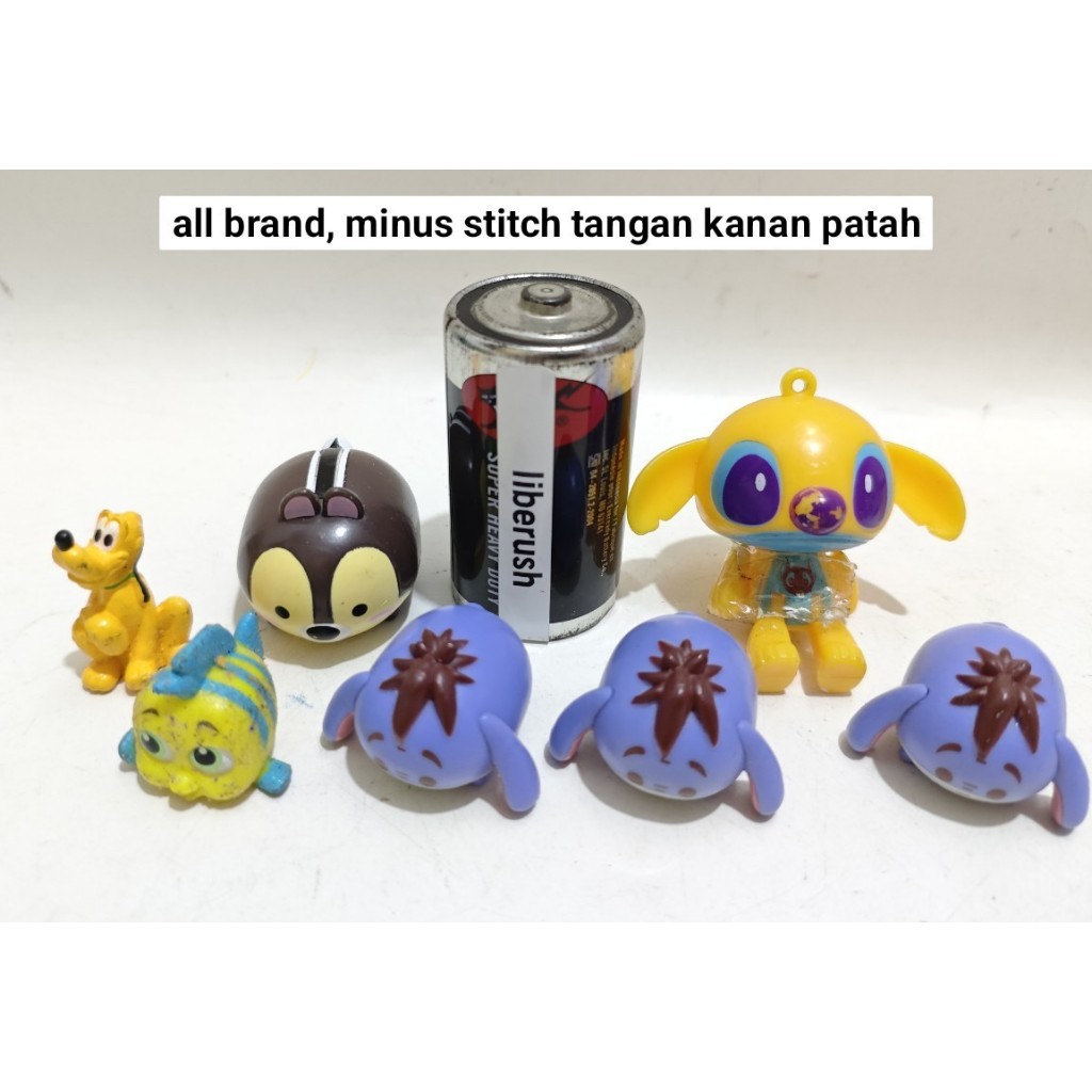 Set disney tsum tsum eeyore chip & dale , pluto stitch figure , disney doorables little mermaid flou