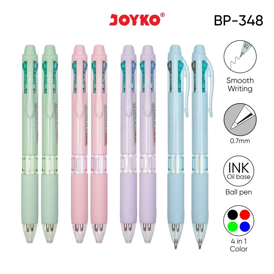 

Joyko BP-348 Quaco 4 ( 4 Warna / Colors ) Mata Pena / Tip 0.7 mm
