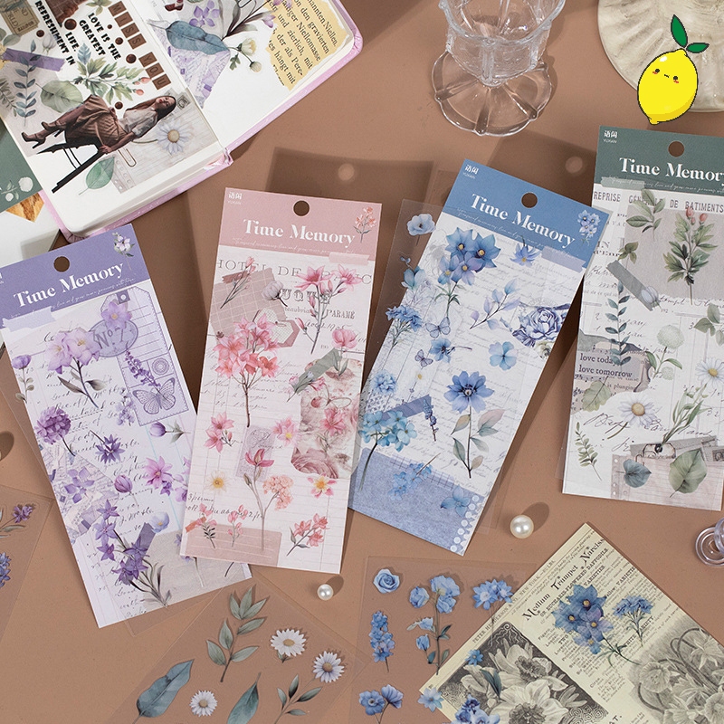 

Stiker Motif Bunga / Time Memory Flower PET Diary Deco Stickers