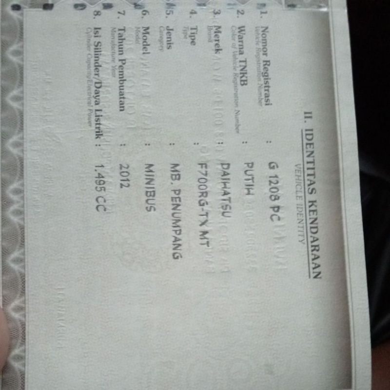 

ready dokumen BPKB Terios 2012