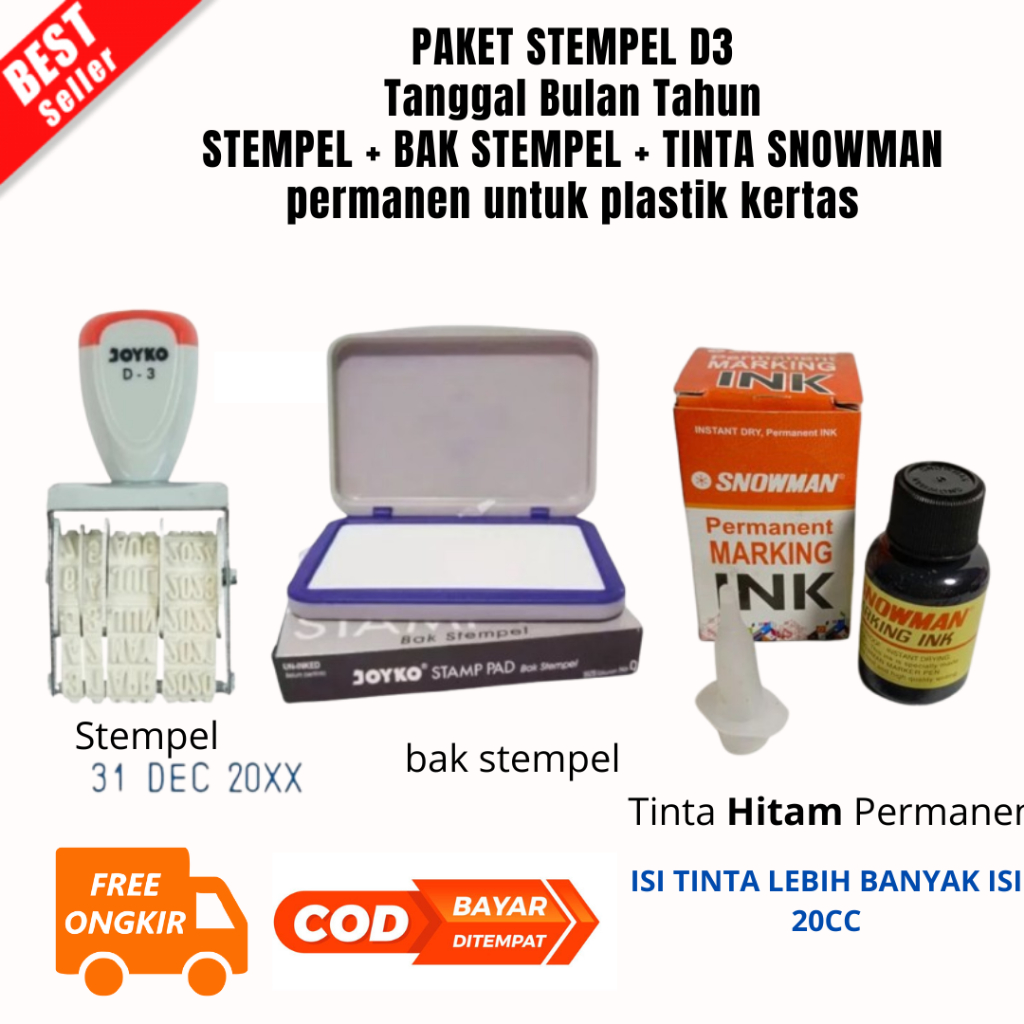 

[JIB] BAYAR DITEMPAT PAKET STEMPEL D3 Snowman TANGGAL BULAN TAHUN + BAK STEMPEL + TINTA SNOWMAN UNTUK KERTAS DAN PLASTIK
