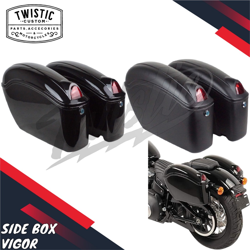 Side Box Side Bag Boks Tas Samping Pannier Bracket Rack Tas Vigor Touring Edition Motor Harley Sport