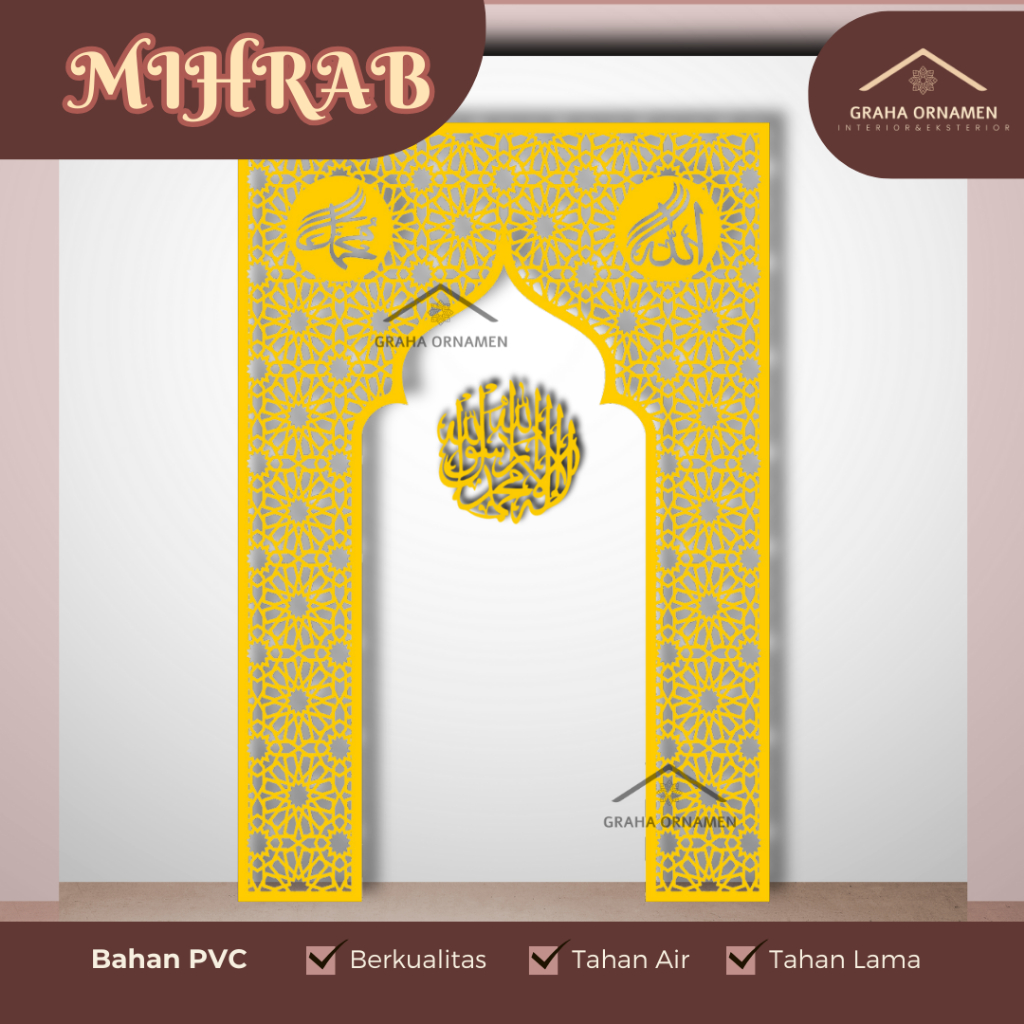 Graha Ornamen - MH03 | Mihrab Mushola kekinian | Mihrab Masjid Bahan PVC | Mihrab Rumah Murah Minima