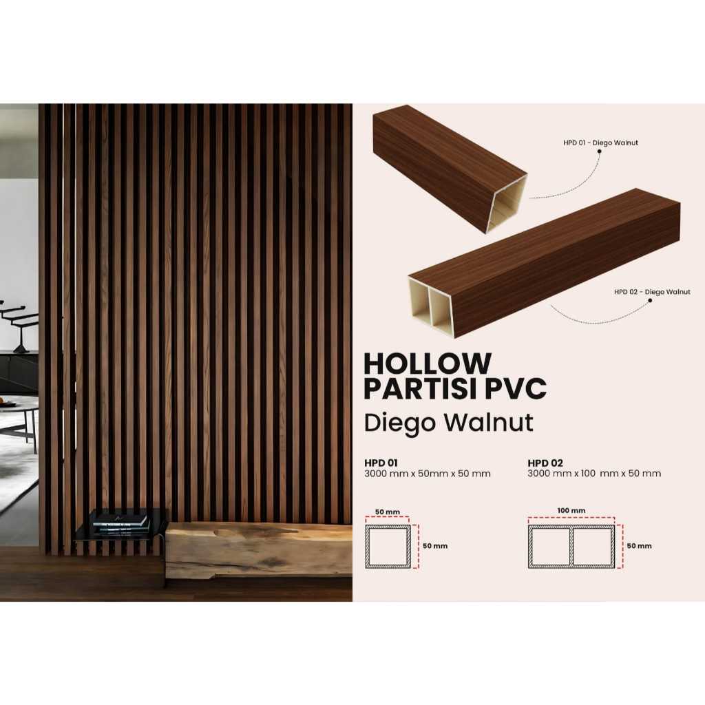 Hollow partisi sekat dinding bahan pvc panjang 2,9m