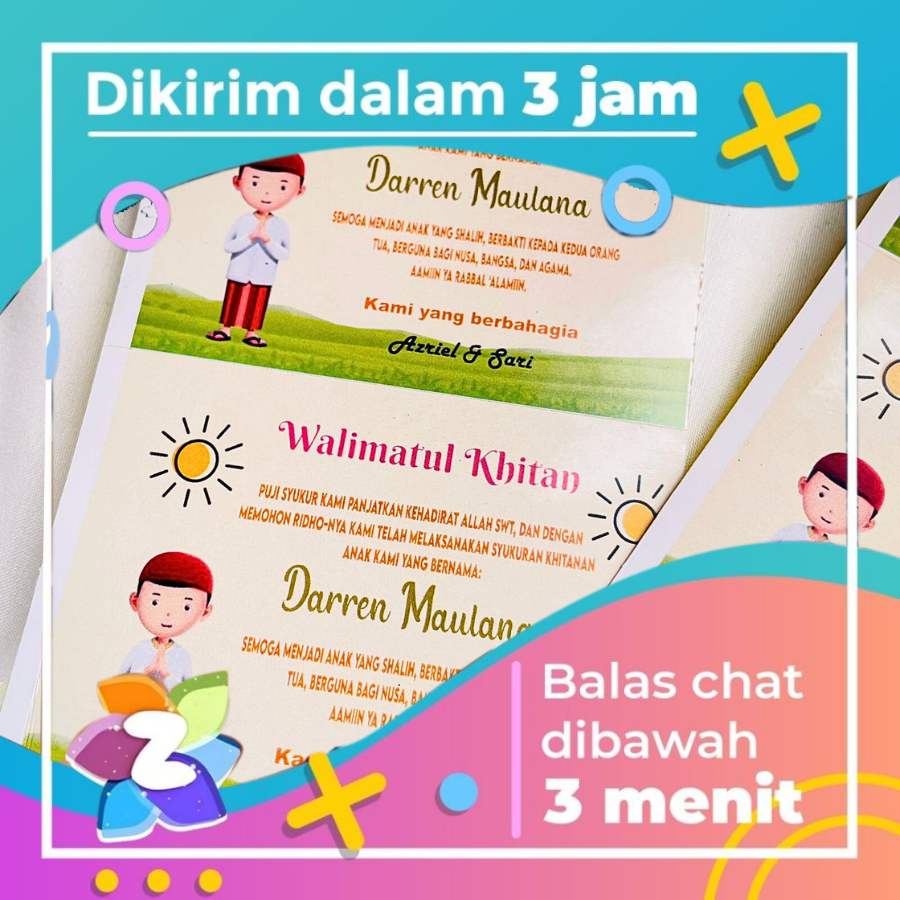 

Sticker Chromo Persegi Walimatul Khitan Sunatan Free Desain Custom Label Tasyakuran Khitanan