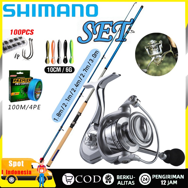 Pancingan Set Lengkap SHIMANO Joran Pancing Set 1.8-3.0m  joran Dan Spinning Reel Pancing 1000-7000 