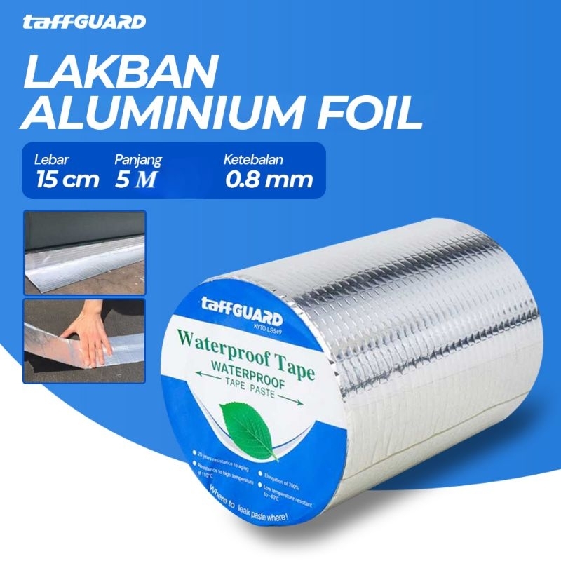 TaffGuard Lakban 15 cm x 5 m Aluminium Foil Super Adhesive Duct Tape Waterproof Tahan Air Anti Bocor