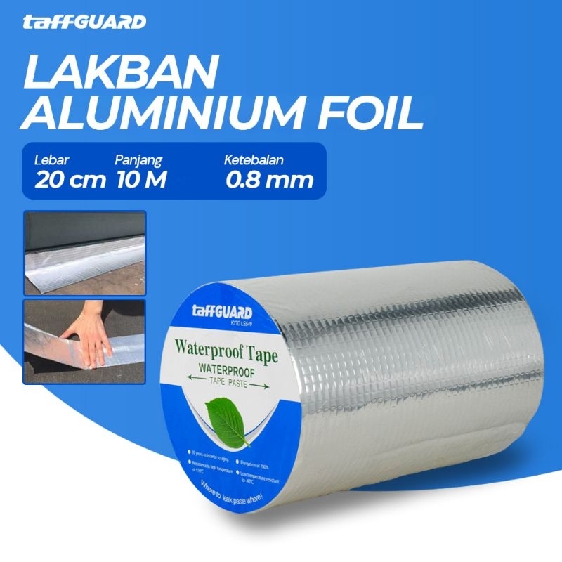 TaffGuard Lakban 20 cm x 10 m Aluminium Foil Super Adhesive Duct Tape Waterproof Tahan Air Anti Boco
